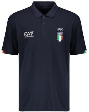 EA7 Polohemd Kurzarm Mit Logo - Blau