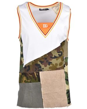 Dolce & Gabbana Tops ,Veelkleurig ,Katoen Canotta Patchwork - Grijs