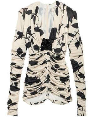 Blumarine Overhemden ,Polyester Top Van Bedrukte Stretchjersey - Wit