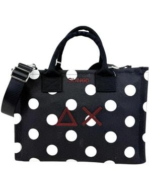 Sun 68 Bedruckte Canvas Cali Midi Tasche - Schwarz