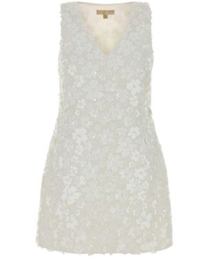 Michael Kors Kleedjes ,Wit ,Leer Floral Embellished Scuba Mini Dress
