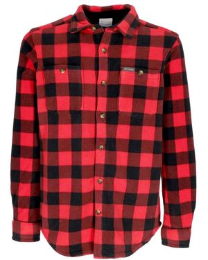 Columbia Long Sleeve Shirt Flare Gun Fleece Over Shirt - Red