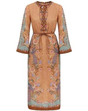 Zimmermann Kleedjes ,Katoen Indra Tunic Midi Jurk - Bruin