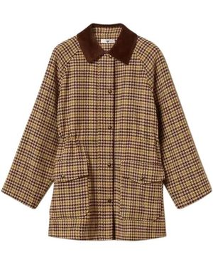 Twinset Jacquard Hahnentritt-Parka - Braun