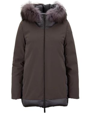 Rrd Finnraccoon Bont Parka Met Hoge Kraag - Bruin