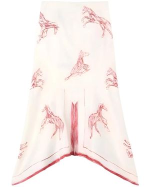 Rohe Silk Ballpoint Horse Barolo Midi Rok - Roze