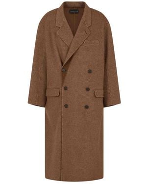 Emporio Armani Double-Breasted Coats - Brown