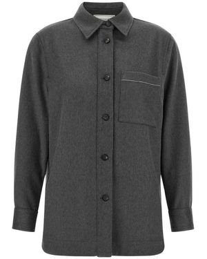 Peserico Overhemden ,Grijs ,Wol Overshirt