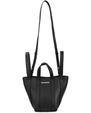 Balenciaga Grained Calfskin North-South Tote - Black