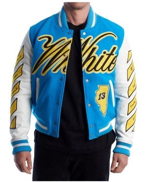 Off-White c/o Virgil Abloh Lea Bomberjack - Blauw