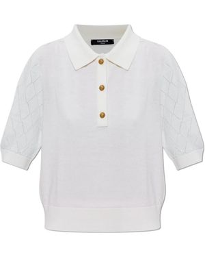 Balmain V-Neck Knitwear - Bianco