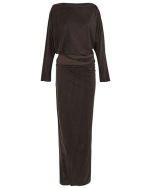 Cortana Boat-Neck Wickel-Maxikleid - Schwarz