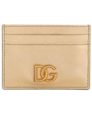 Dolce & Gabbana Kartenetui Aus Laminiertem Kalbsleder - Natur