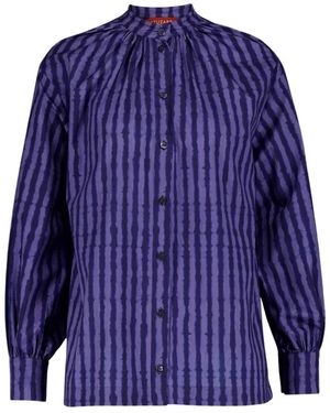 Altuzarra Gestreepte Ballonmouw Top - Blauw