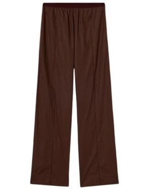 Plan C Elastische Taille Wijde Pijpen Broek - Bruin