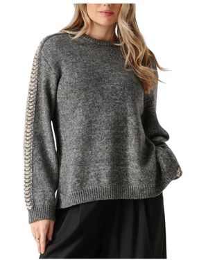 Modström Truien & Vesten ,Grijs ,Donkergrijze Linemd O-Hals Cardigan