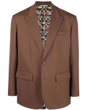 Valentino Jassen ,Bruin ,Wol Enkelrijige Blazer Van Wolblend