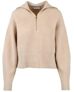 Max Mara Nadar Trui Met Halve Rits - Naturel
