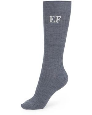Elisabetta Franchi Stretch Wool Sokken Met Logo - Grijs