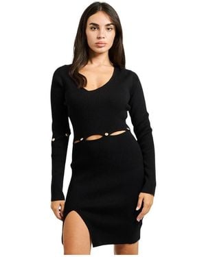 Gaelle Paris Kurzes Kleid Mit Seitenschlitz - Schwarz