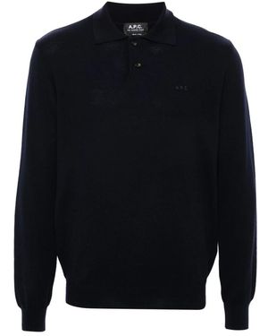 A.P.C. V-Neck Knitwear - Blu