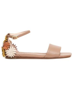 Agl Attilio Giusti Leombruni Blumenapplikation Ledersandalen Für Frauen - Pink