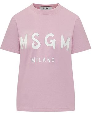 MSGM Tops ,Roze ,Katoen T-Shirt - Paars
