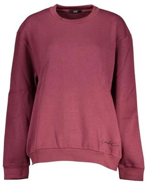 Roberto Cavalli Hoodies & Sweatvesten ,Paars ,Katoen Paarse Crew Neck Sweatshirt Met Borduursel