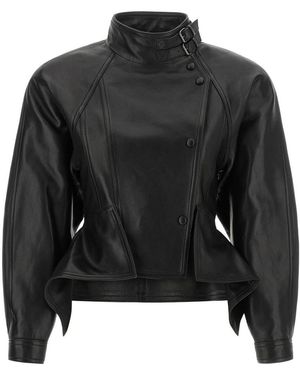 Balmain Nappa Leder Seitenjacke - Schwarz