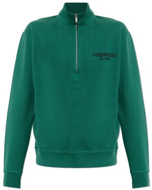 DSquared² Hoodies & Sweatvesten ,Groen ,Katoen Logo Sweatshirt