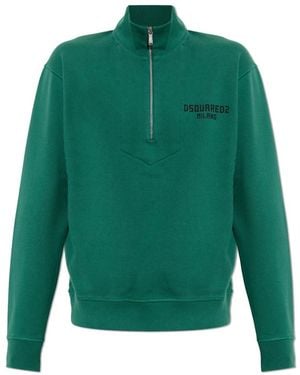 DSquared² Hoodies & Sweatvesten ,Groen ,Katoen Logo Sweatshirt