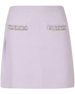 Self-Portrait Rokken ,Paars ,Wol Crystal Trim Knit Skirt