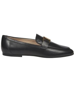 Tod's Schoenen ,Zwart ,Leer Zwarte Leren Loafers Elegante Stijl