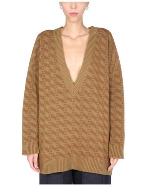 Jejia V-Neck Knitwear - Marrón