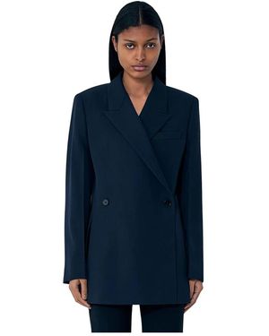 Jil Sander Jassen ,Blauw ,Wol Double-Breasted Wool Blazer