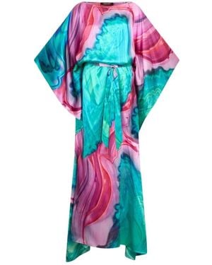 Roberto Cavalli Langes Kleid Aus Marmorseide - Blau