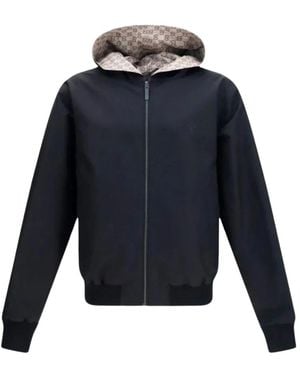 Gucci Omkeerbare Capuchonjas Van Katoen En Gg-Nylon - Blauw