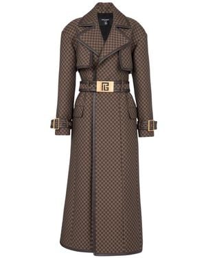 Balmain Trench Coats - Marrón