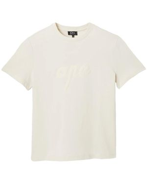A.P.C. Kurzärmeliges Baumwoll-T-Shirt Mit Frontdruck - Weiß