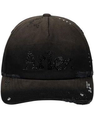 Aries Accessoires ,Zwart ,Denim Distressed Diamante Cap