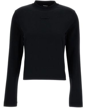 Jacquemus Tops ,Zwart ,Katoen Gros Grain Long-Sleeve T-Shirt