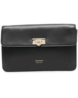 Ferragamo Gancini Mini Leder Clutch - Schwarz