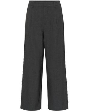 Kaffe Broeken ,Grijs ,Polyester Wijde Broek