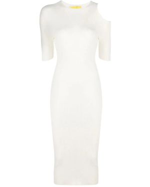 Aeron Geripptes Cut-Out Midi Kleid - Weiß