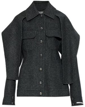 Sportmax Jassen ,Grijs ,Wol Wool Jacket Calcio - Zwart