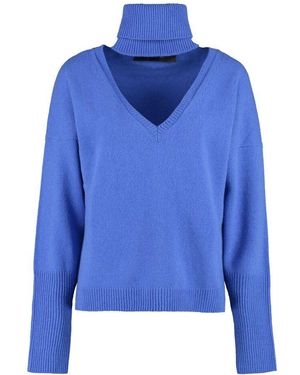FEDERICA TOSI Abnehmbarer Kragen Wollkaschmirpullover - Blau