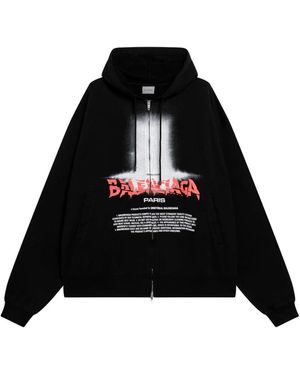 Balenciaga The Door Oversized Zip-Up Hoodie - Zwart