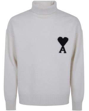 Ami Paris Quota Ami De Coeur Funnel Neck Trui - Grijs