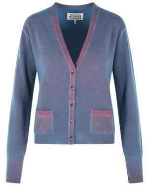 Maison Margiela V-Hals Cardigan Met Opgestikte Zakken - Blauw