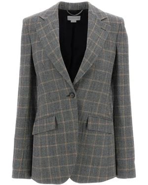 Stella McCartney Jassen ,Grijs ,Katoen Checked Virgin Wool Blazer